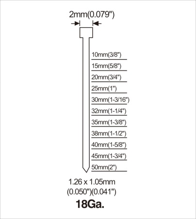 Гвоздь отделочный (штифт) 18Ga тип F 30 мм