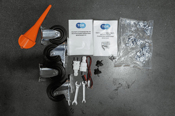 Генератор дизельный 5,0 кВт 220В с электростартером и колесами TOR KM5000D