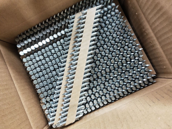 Гвозди Металл-Коннекторные, 34 градуса, Кольцевая накатка, цинк 3.4х38 мм