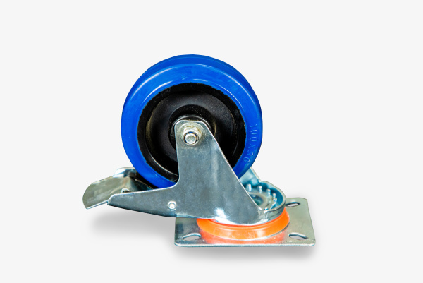 Колесо поворотное из эластичной резины MW70 100 мм с тормозом