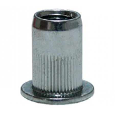 Заклепка резьбовая М4 с цилиндрическим бортиком, с насечками, цинк.
