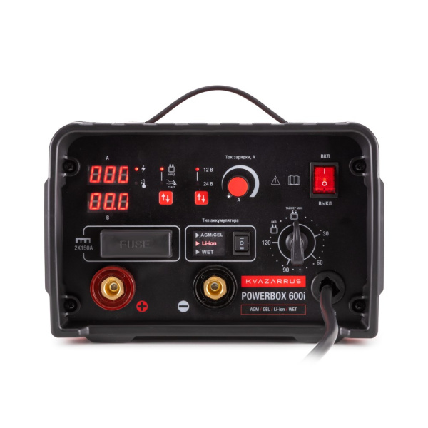 Инверторное пуско-зарядное устройство KVAZARRUS PowerBox 600i, таймер, алюминиевый кейс