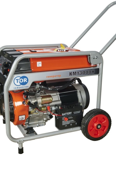 Генератор бензиновый 9,0 кВт 220В 26 л с электростартером и колесами TOR KM13000H